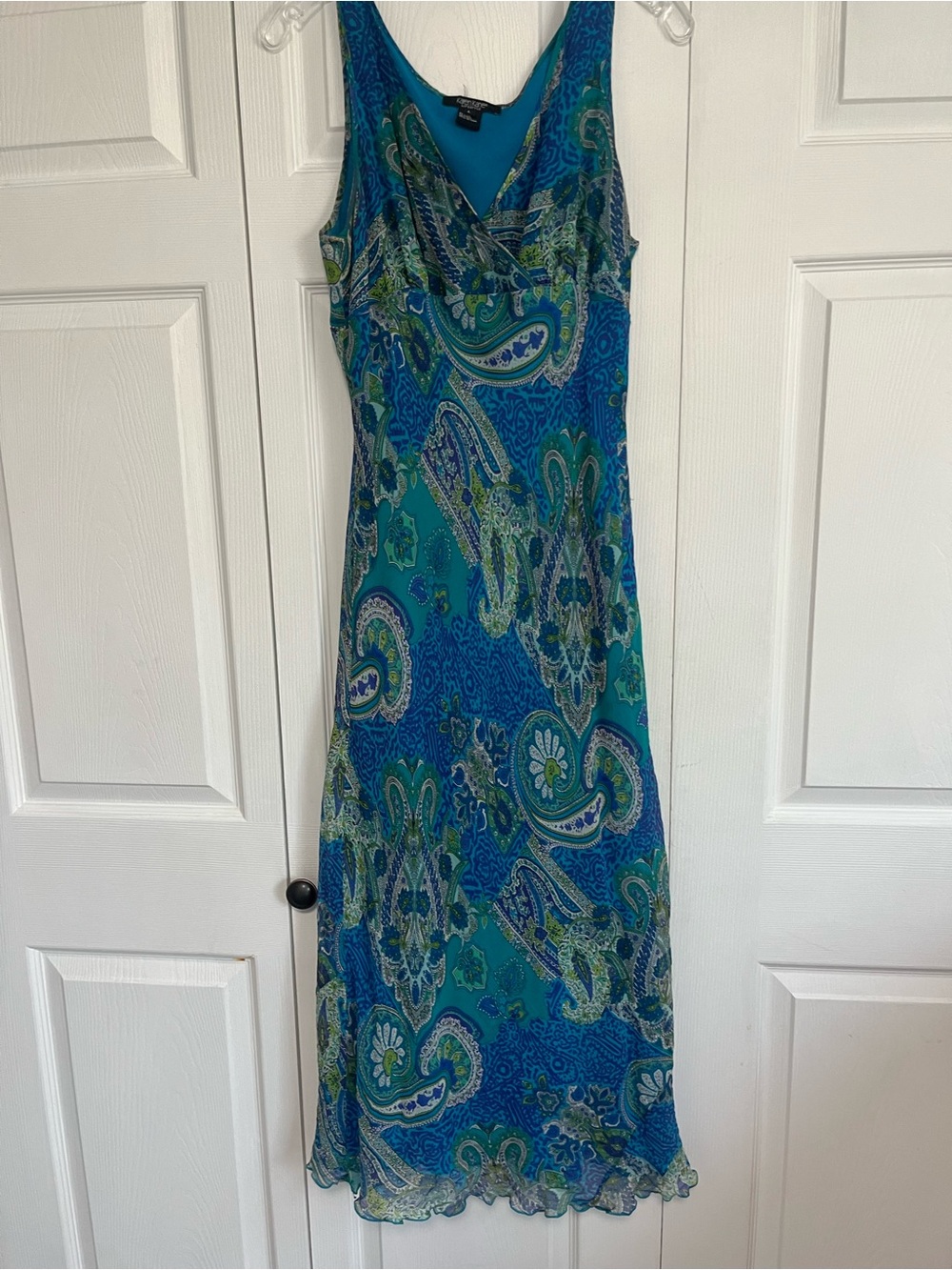Karen Kane Teal and Blue Paisley High-Low Sundress